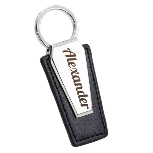 BLACK LEATHER + METAL KEYCHAIN | Vorson Giveaways