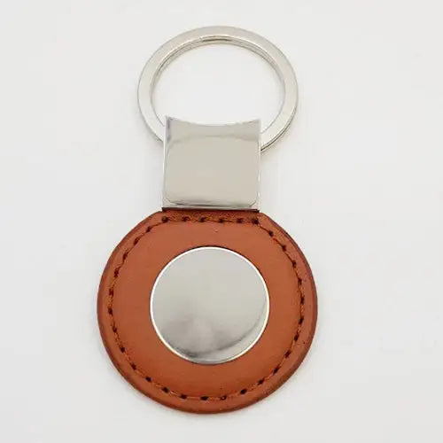 BROWN LEATHER METAL KEYCHAIN | Vorson Giveaways