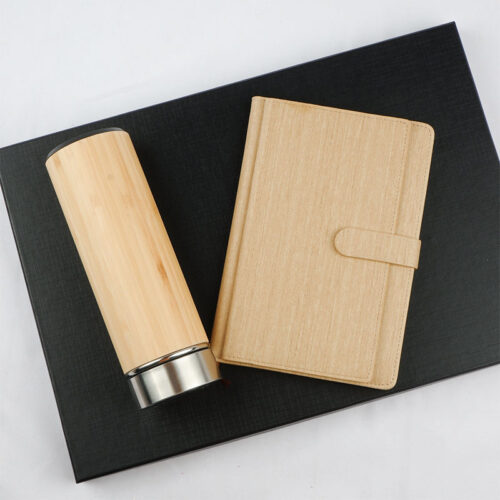 Custom logo Business Wood Notebook+bottle | Vorson Giveaways