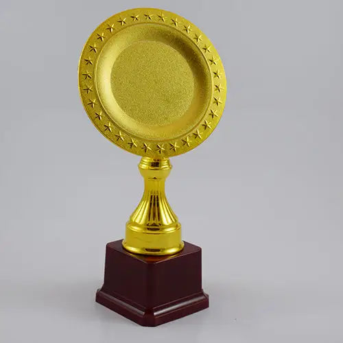 METAL + WOOD ROUND PLATE SHAPED TROPHY | Vorson Giveaways