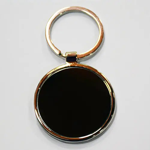 ROUND BLACK METAL KEYCHAIN | Vorson Giveaways