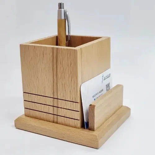 WOODEN TABLE ORGANIZER + CARD HOLDER + PEN HOLDER | Vorson Giveaways